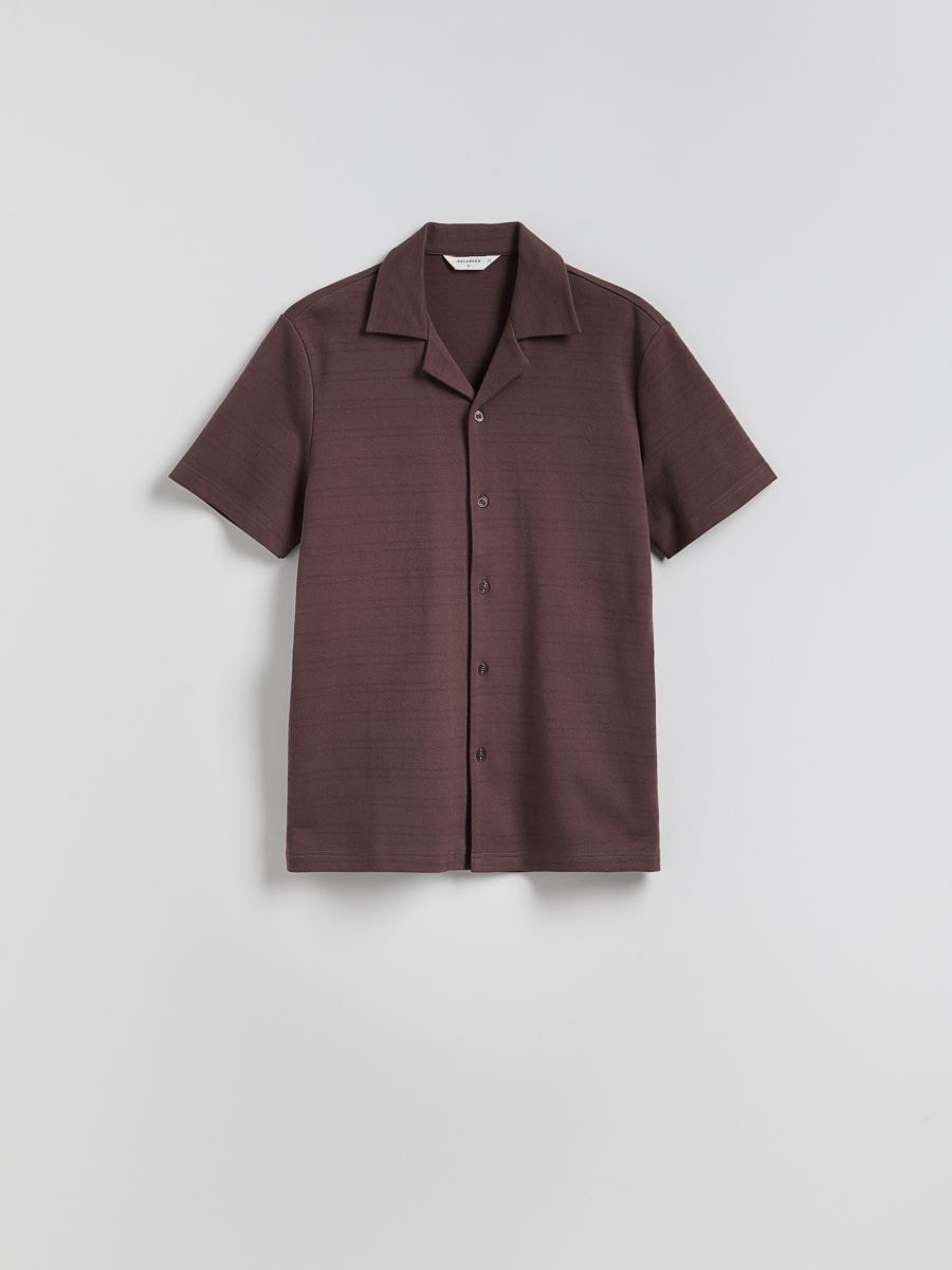 Camicia strutturata regular fit - marrone scuro - RESERVED - 7