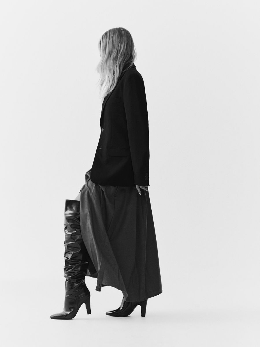 Draped over the knee midi heel boots - dark brown - RESERVED - 6