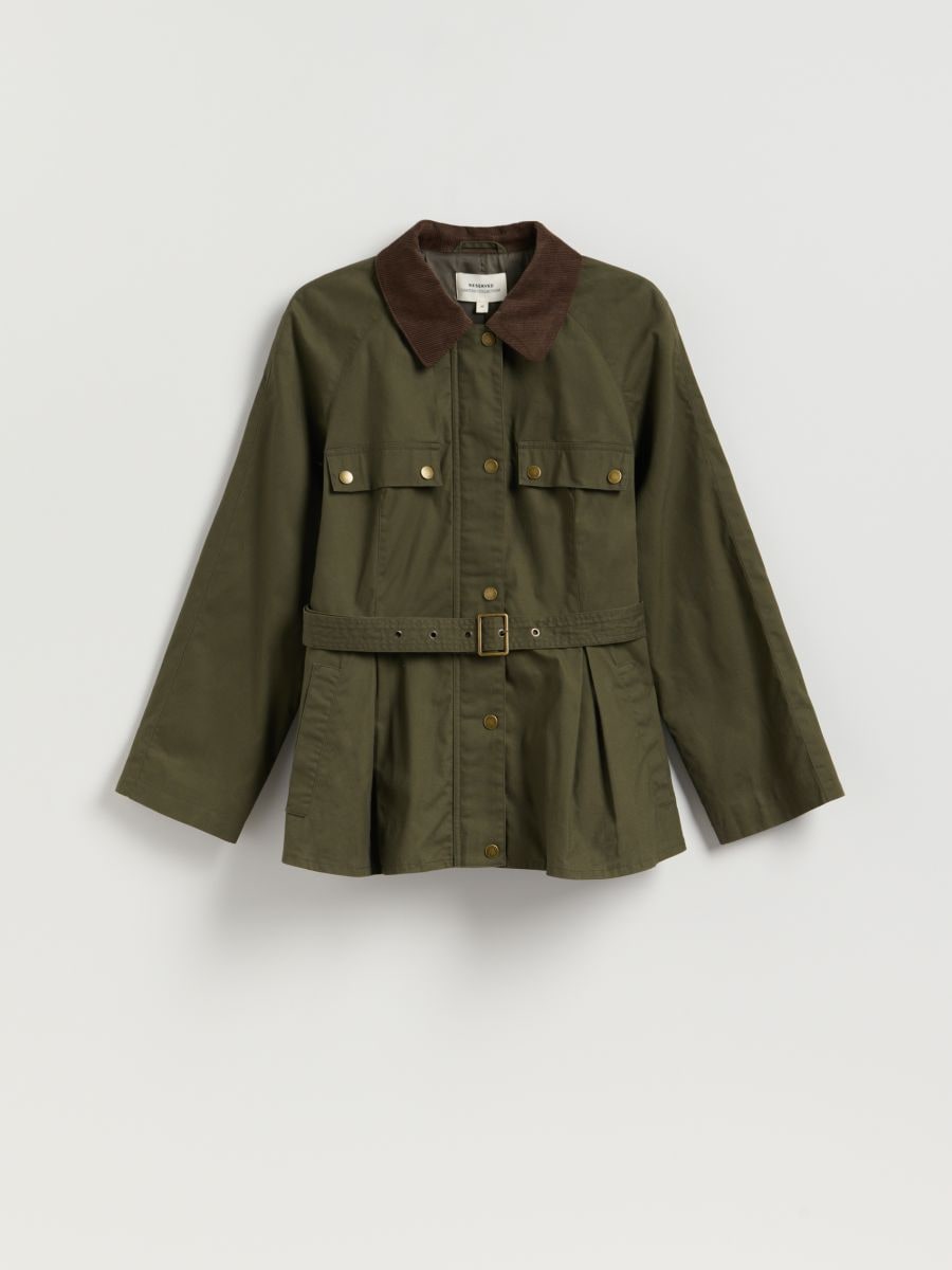 Jacket with belt - light olive - RESERVED