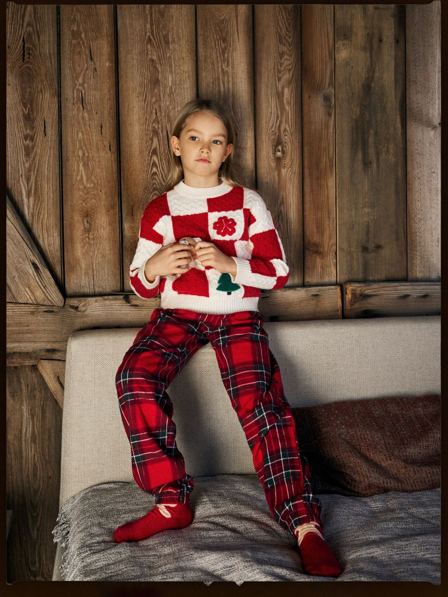 Christmas motif cotton pyjama set - red - RESERVED