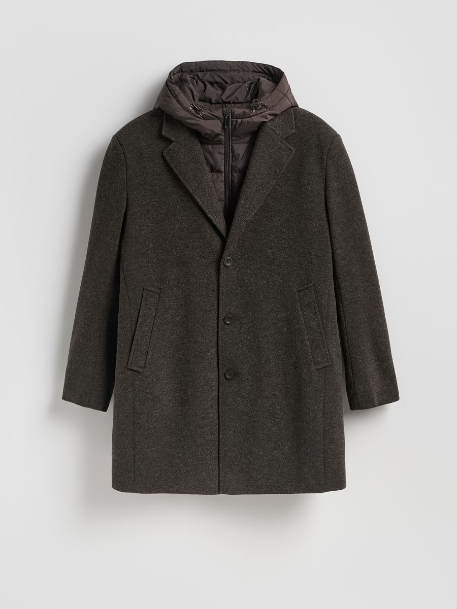 Kaput s kapuljačom - tamno braon - RESERVED