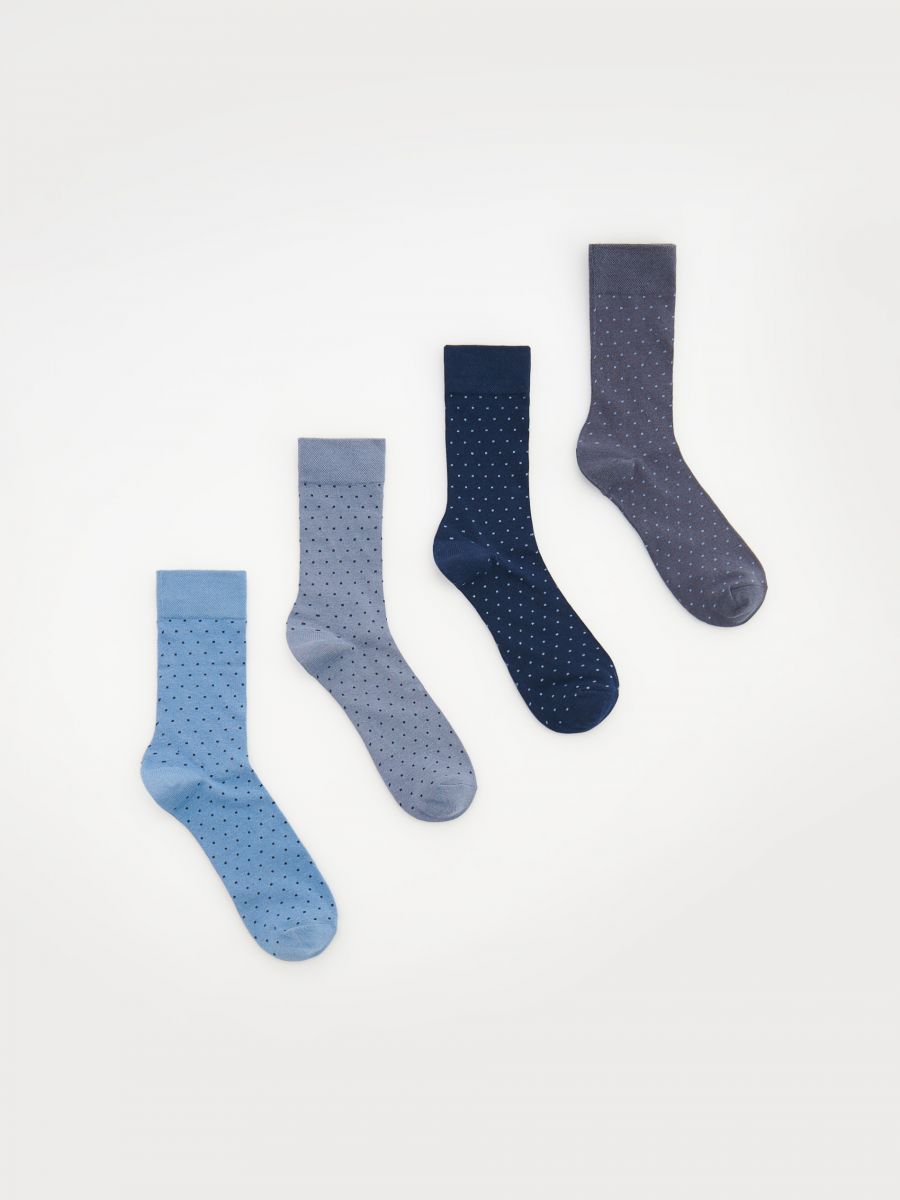 Gemusterte Socken, 4er-Pack - blau - RESERVED