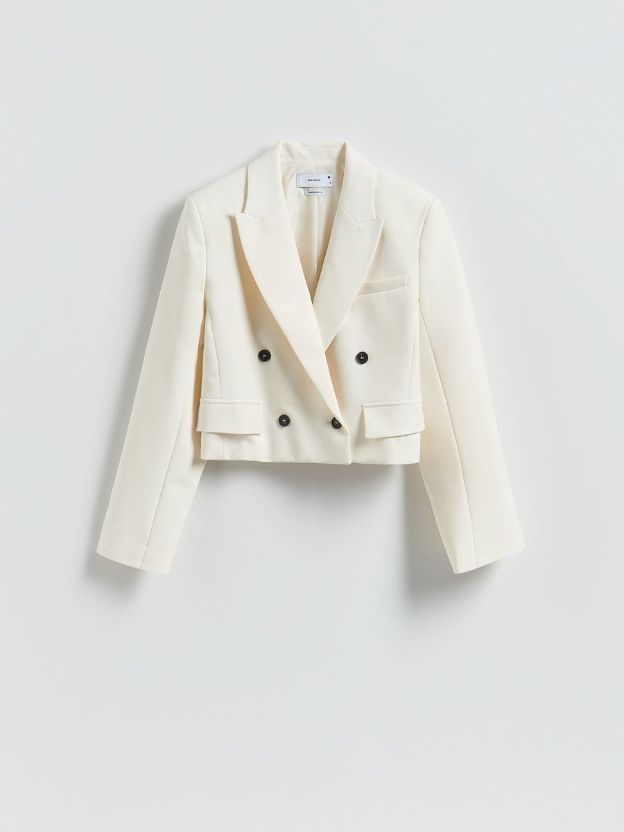 Cropped blazer - cream - RESERVED
