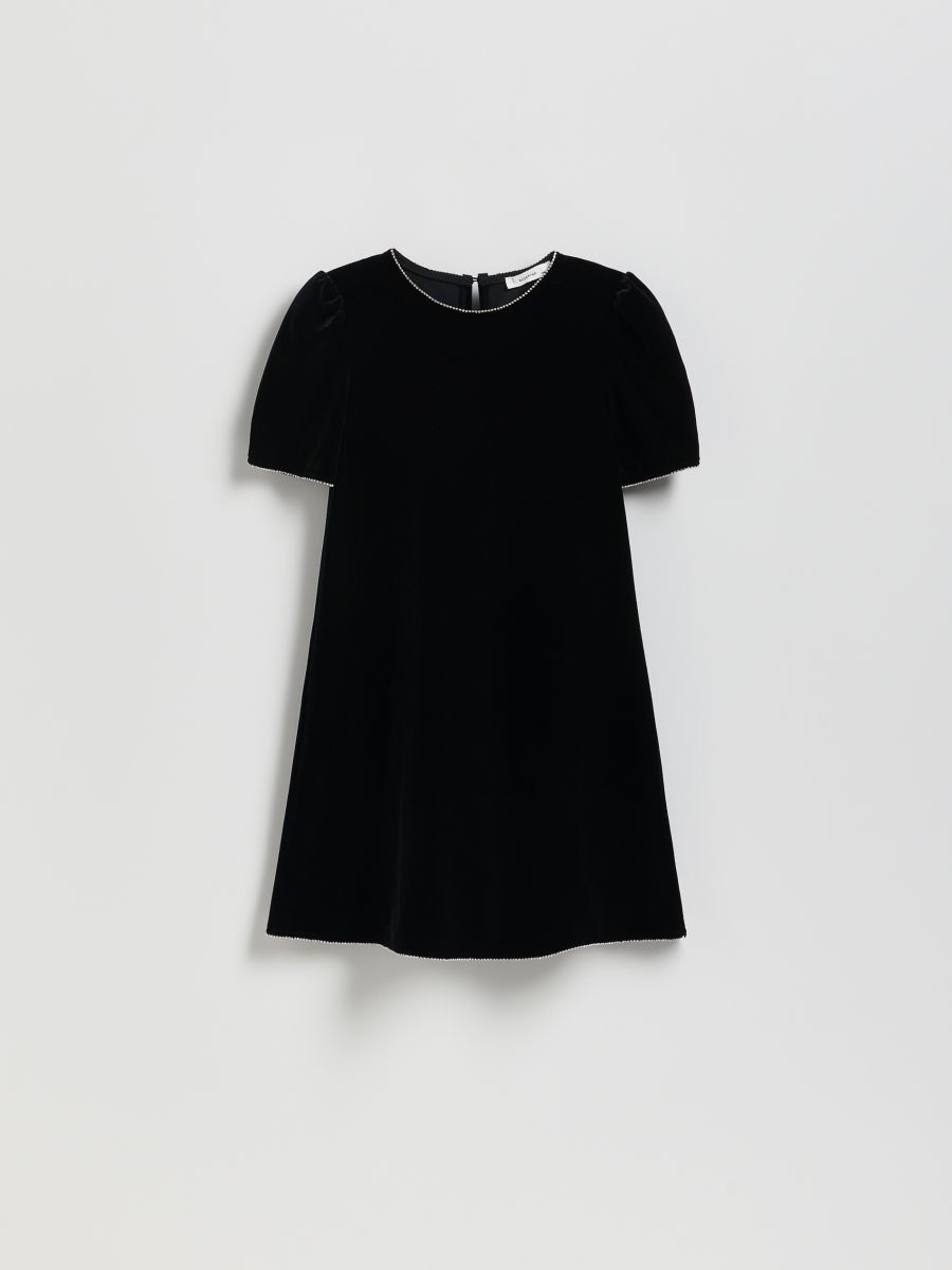 Robe en velours - noir - RESERVED