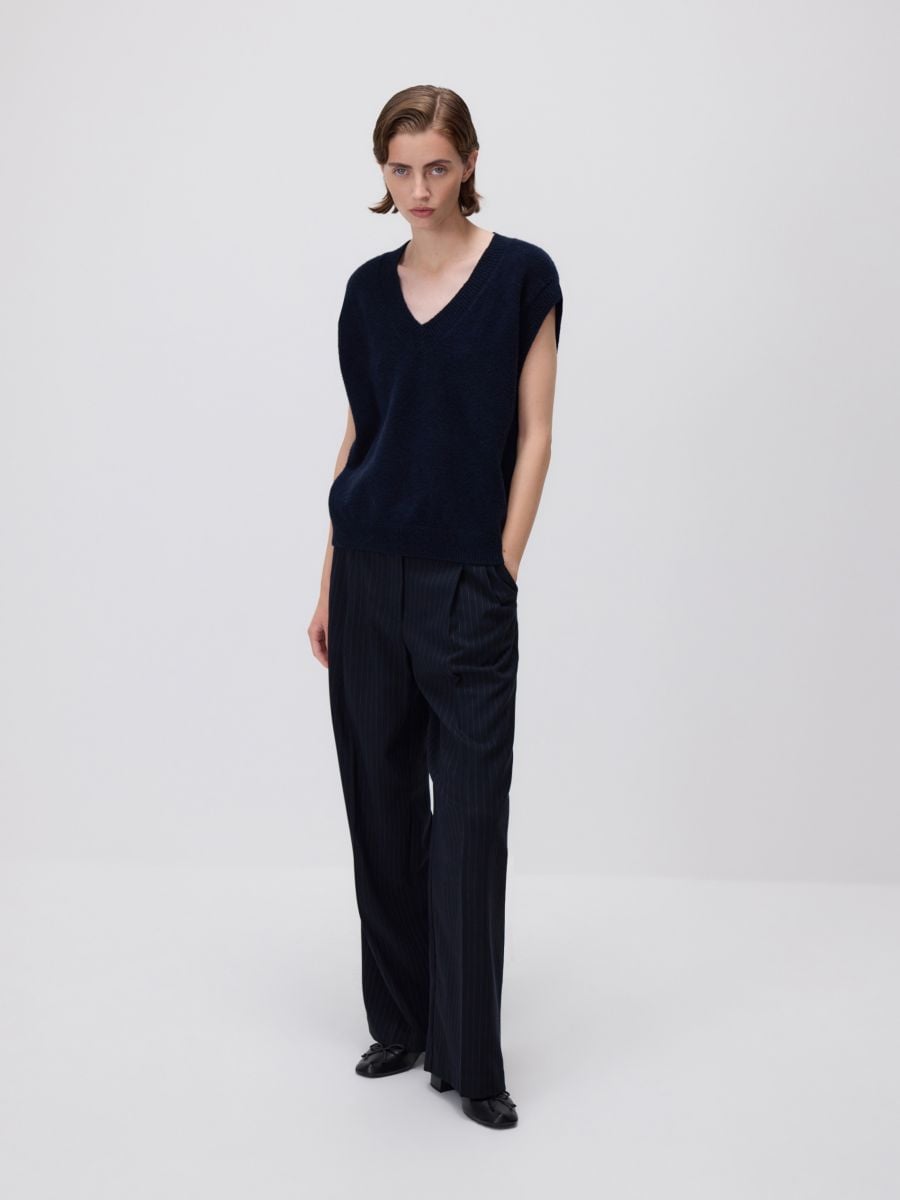 Wool mix vest - navy - RESERVED