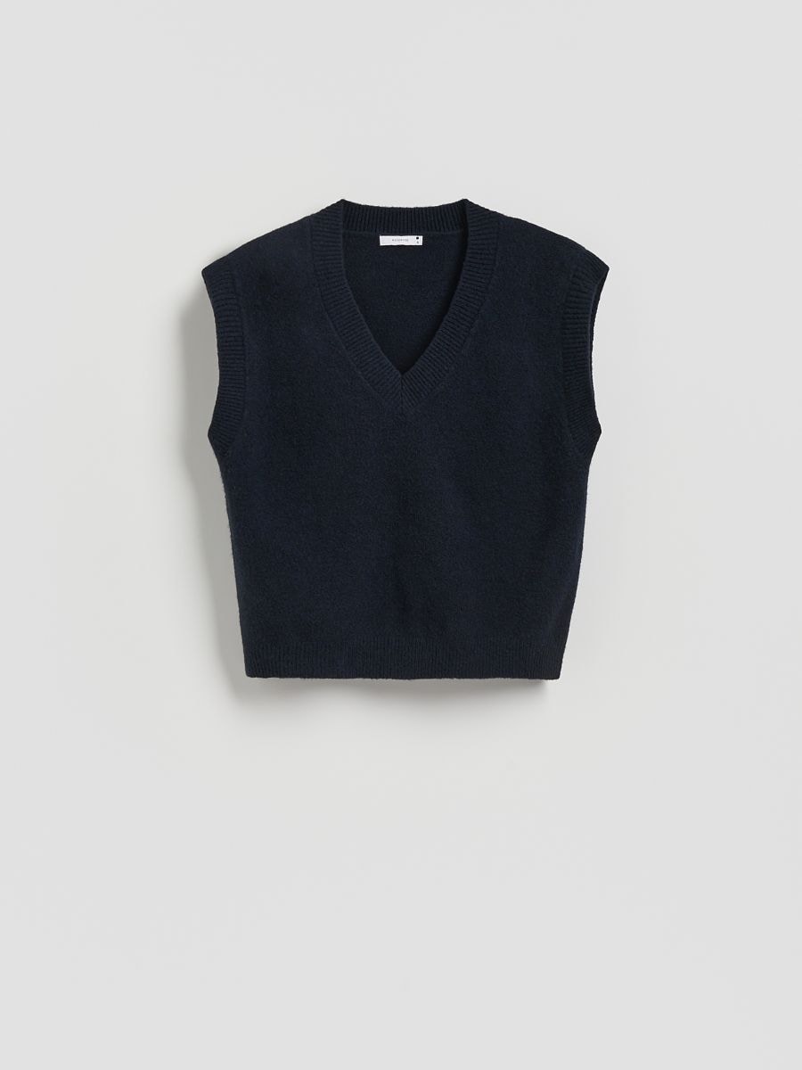 Wool mix vest - navy - RESERVED