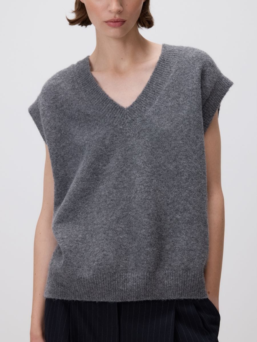 Wool mix vest - mid grey - RESERVED