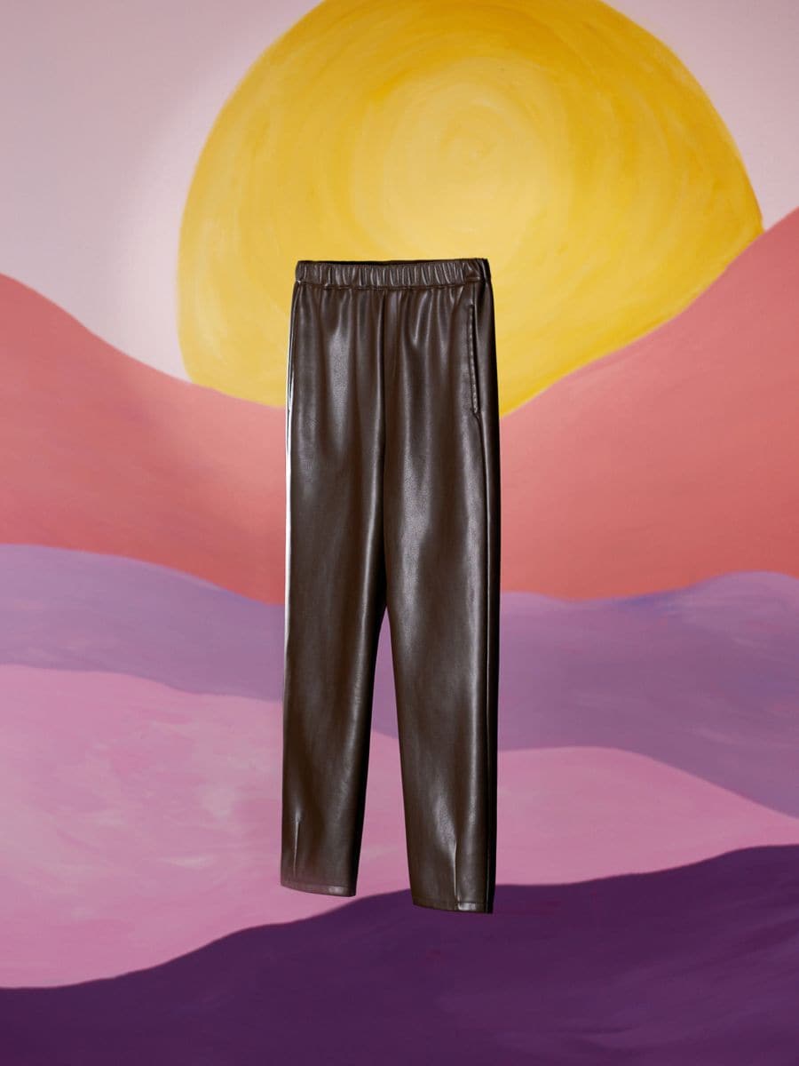 Pantalone od veštačke kože - braon - RESERVED - 3