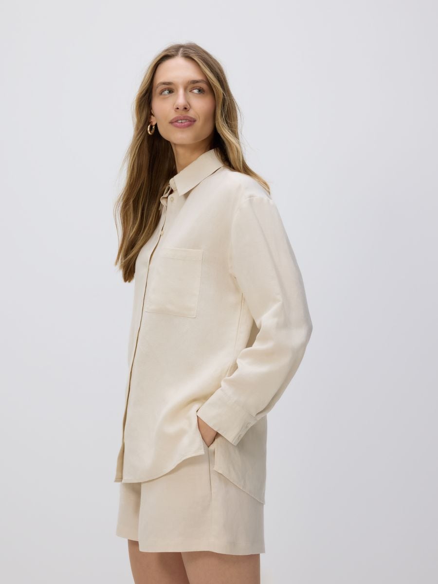 Shorts with linen blend - nude - RESERVED - 2