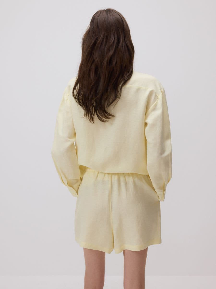 Shorts with linen blend - light yellow - RESERVED - 3