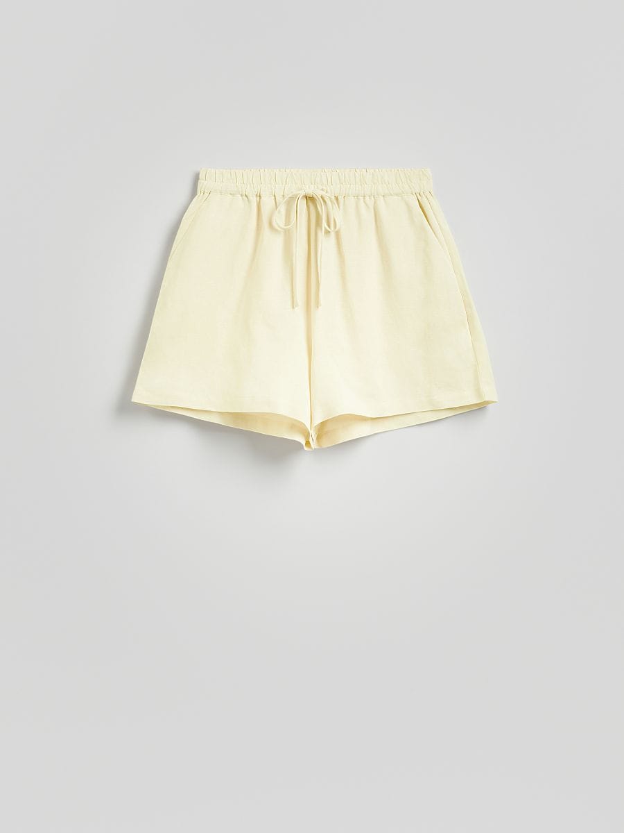 Shorts with linen blend - light yellow - RESERVED - 4