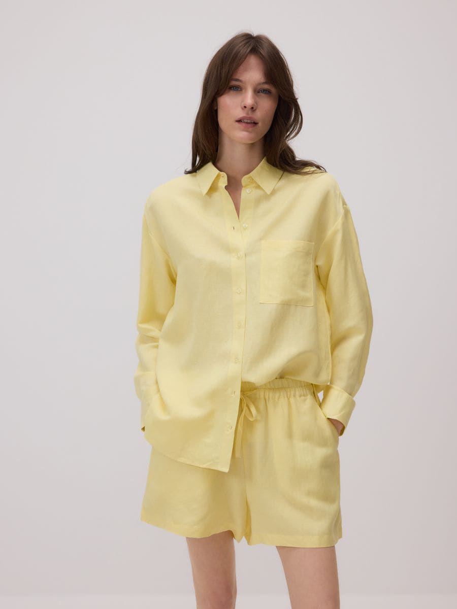 Shorts with linen blend - yellow - RESERVED - 2