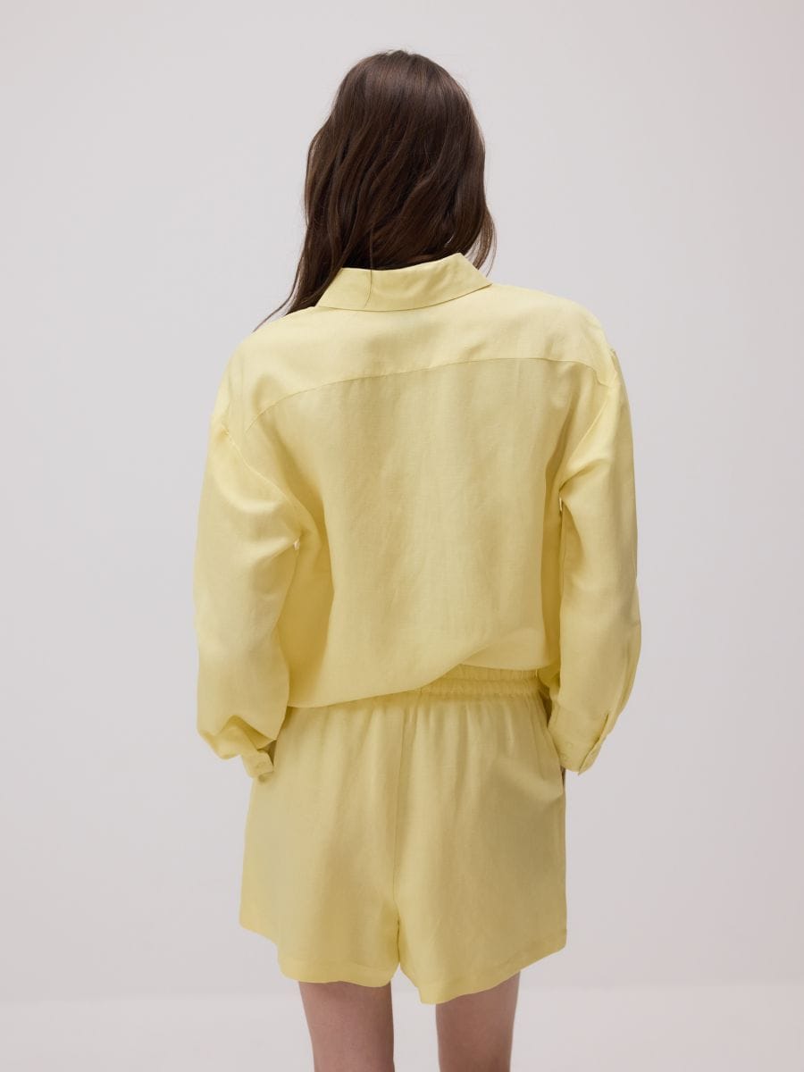 Shorts with linen blend - yellow - RESERVED - 4
