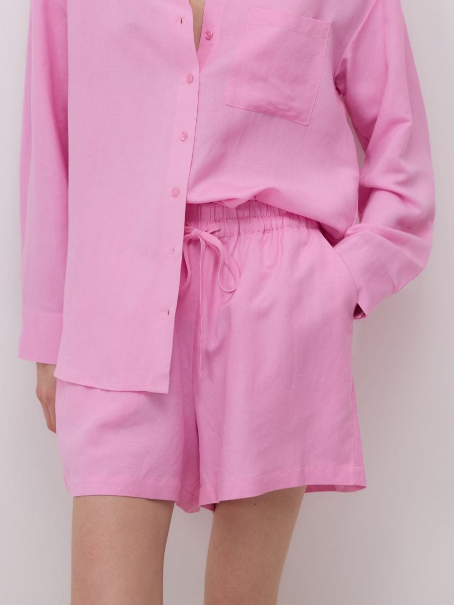 Shorts with linen blend - pink - RESERVED - 4