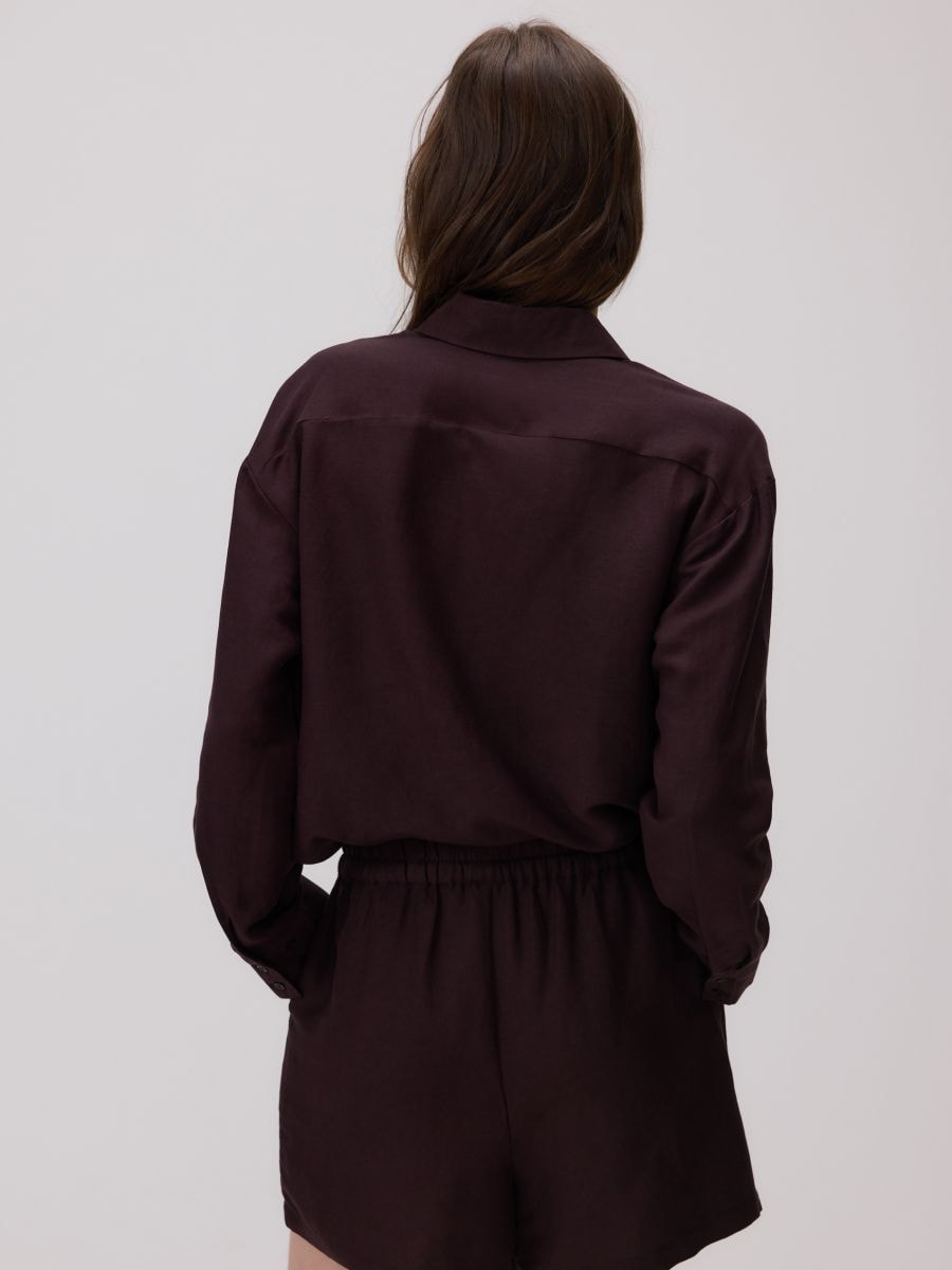 Shorts with linen blend - dark brown - RESERVED - 3