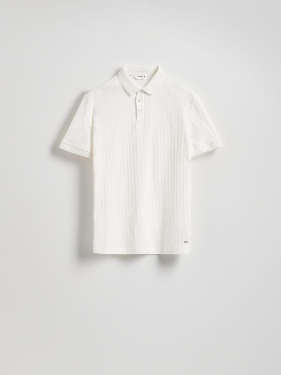 Strukturalne polo regular fit - złamana biel - RESERVED