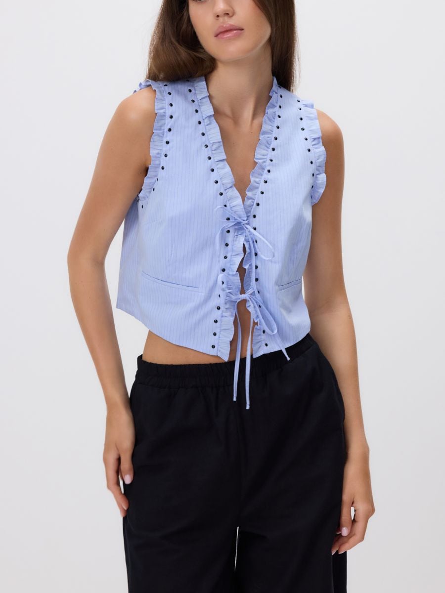 Veste sans manches à finition nouée - bleu clair - RESERVED