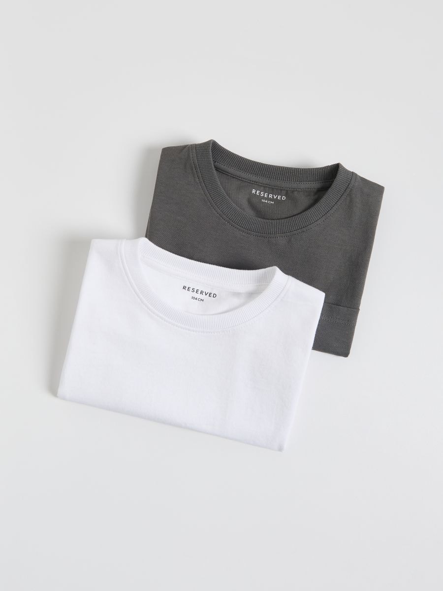 Bomulls-t-shirts i 2-pack - MÖRKGRÅ - RESERVED