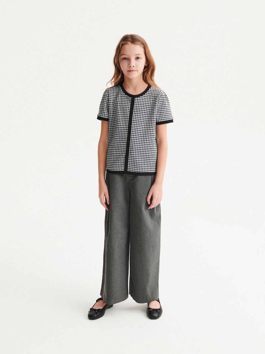 Dogtooth pattern top - cream - RESERVED - 4