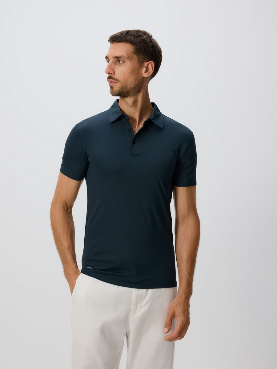 Slim fit polo shirt - dark green - RESERVED