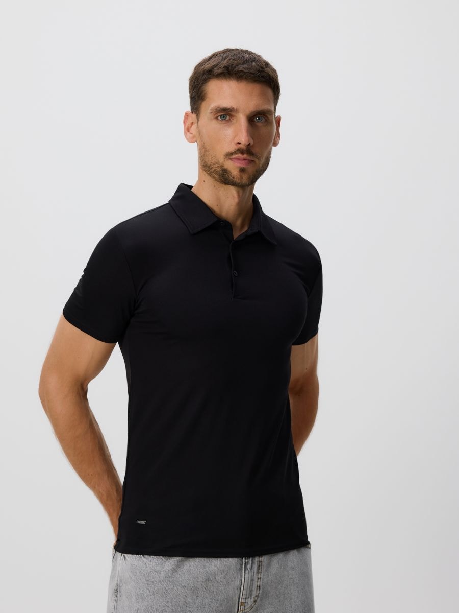 Slim fit polo shirt - black - RESERVED