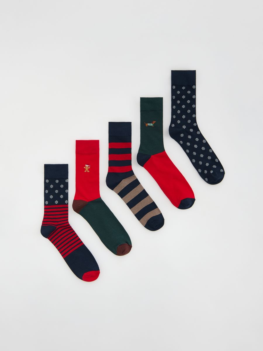 5 paari jõuluteemalisi sokke - punane - RESERVED