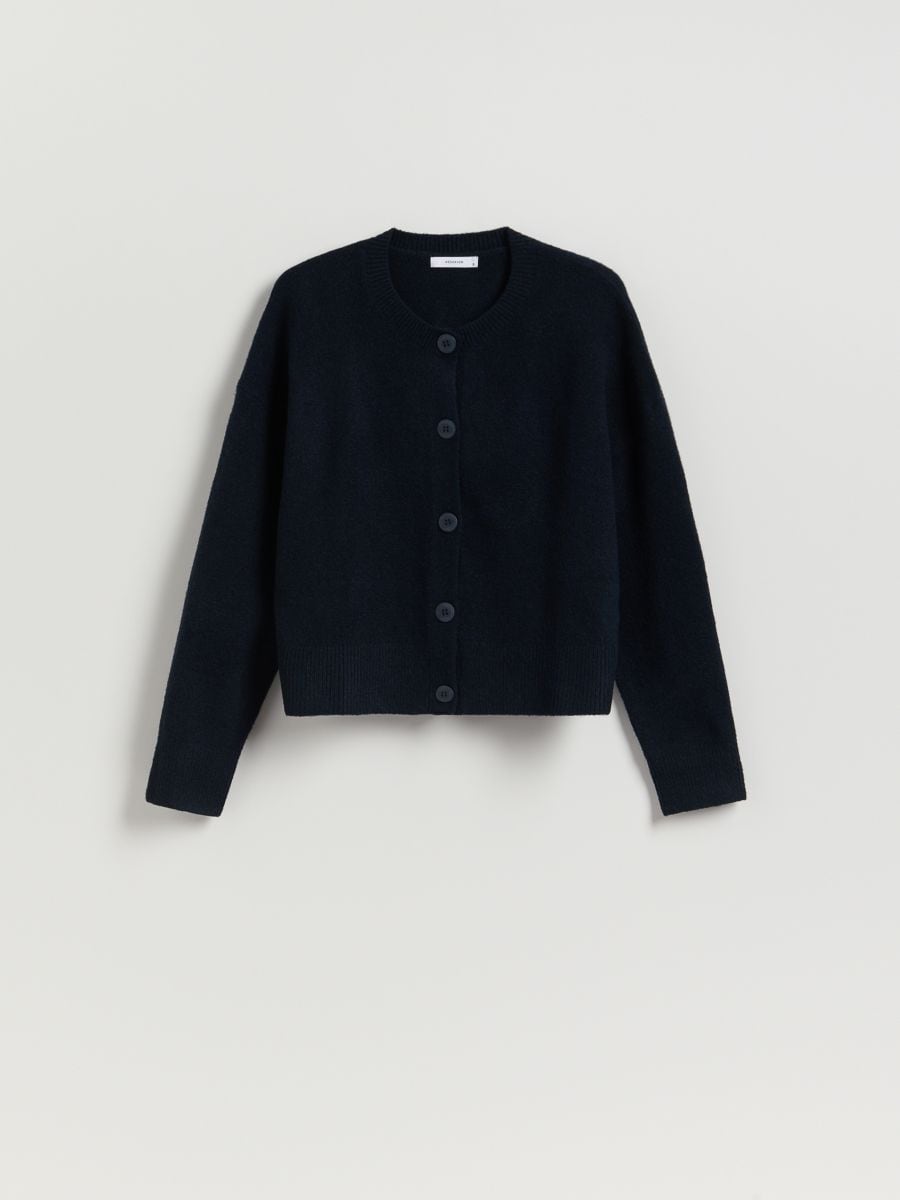 Cardigan with dropped shoulders - navy - RESERVED