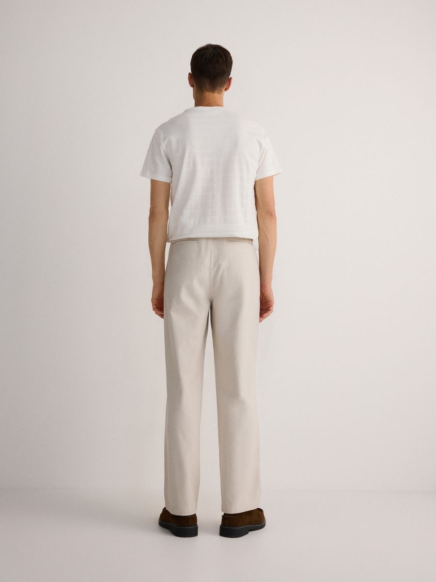 Viscose straight fit trousers - cream - RESERVED - 3