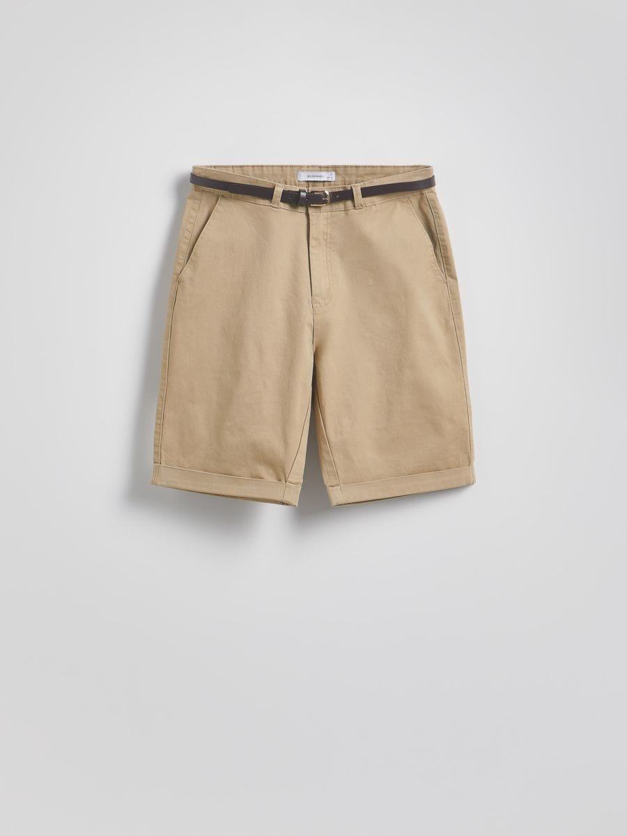 Chino shorts with belt - beige - RESERVED