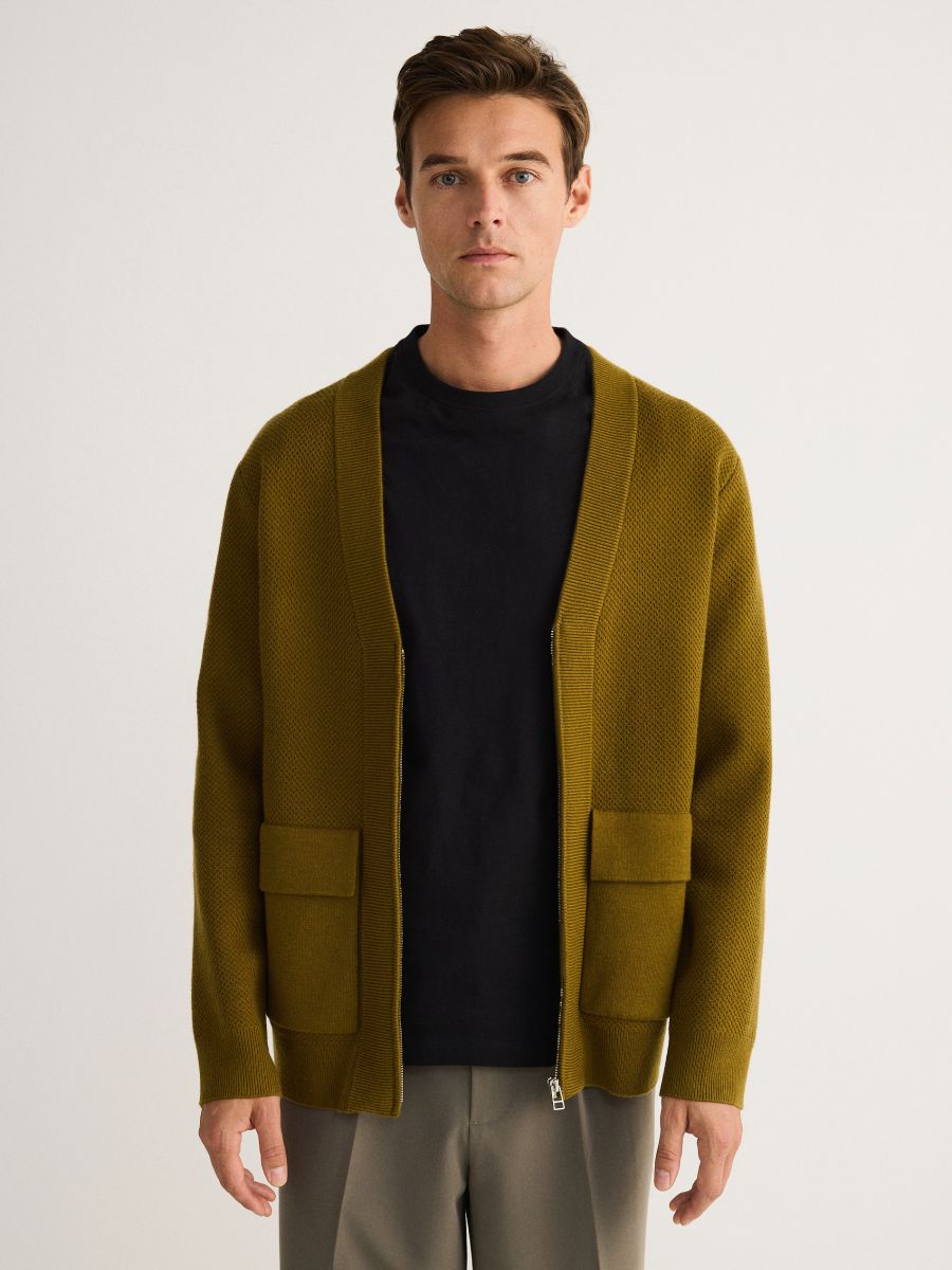 Wool blend cardigan - light olive - RESERVED - 2