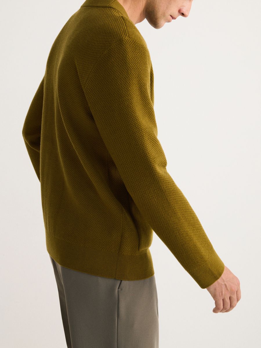 Wool blend cardigan - light olive - RESERVED - 3