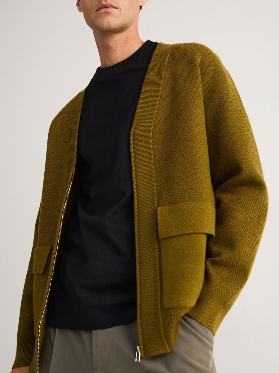 Wool blend cardigan - light olive - RESERVED - 5