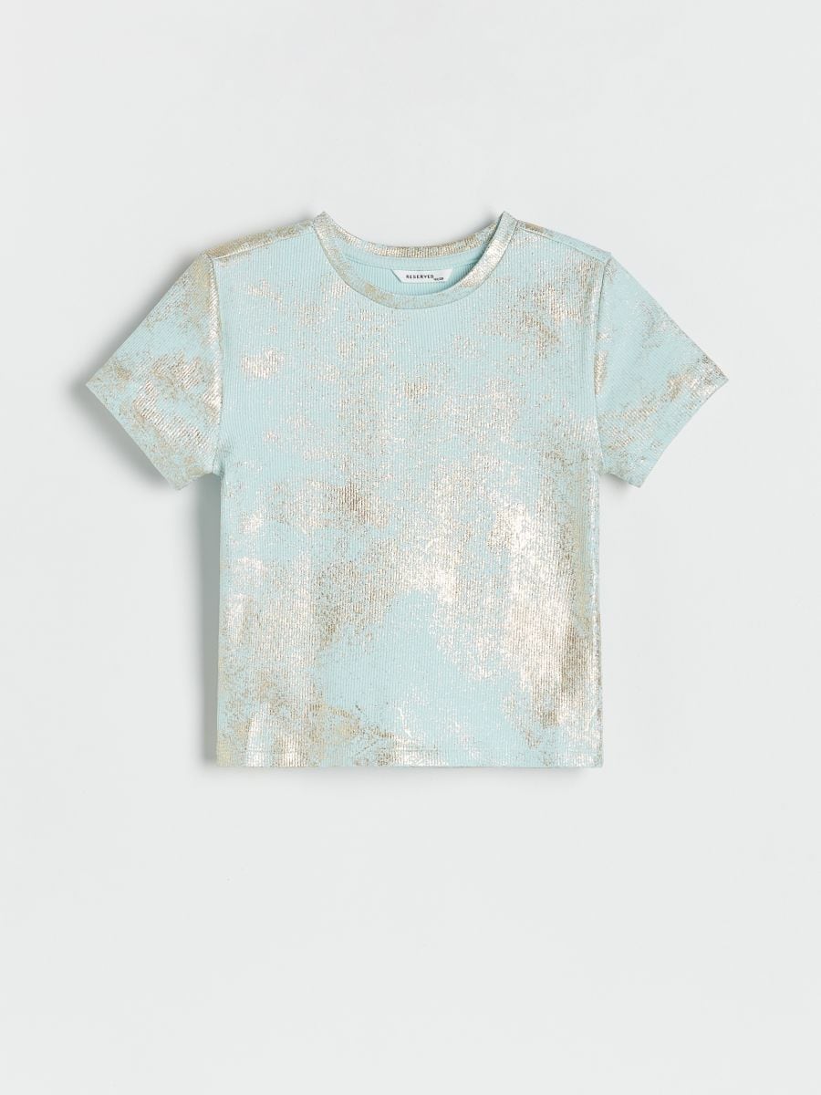 T-shirt z metalicznym efektem - jasnoturkusowy - RESERVED