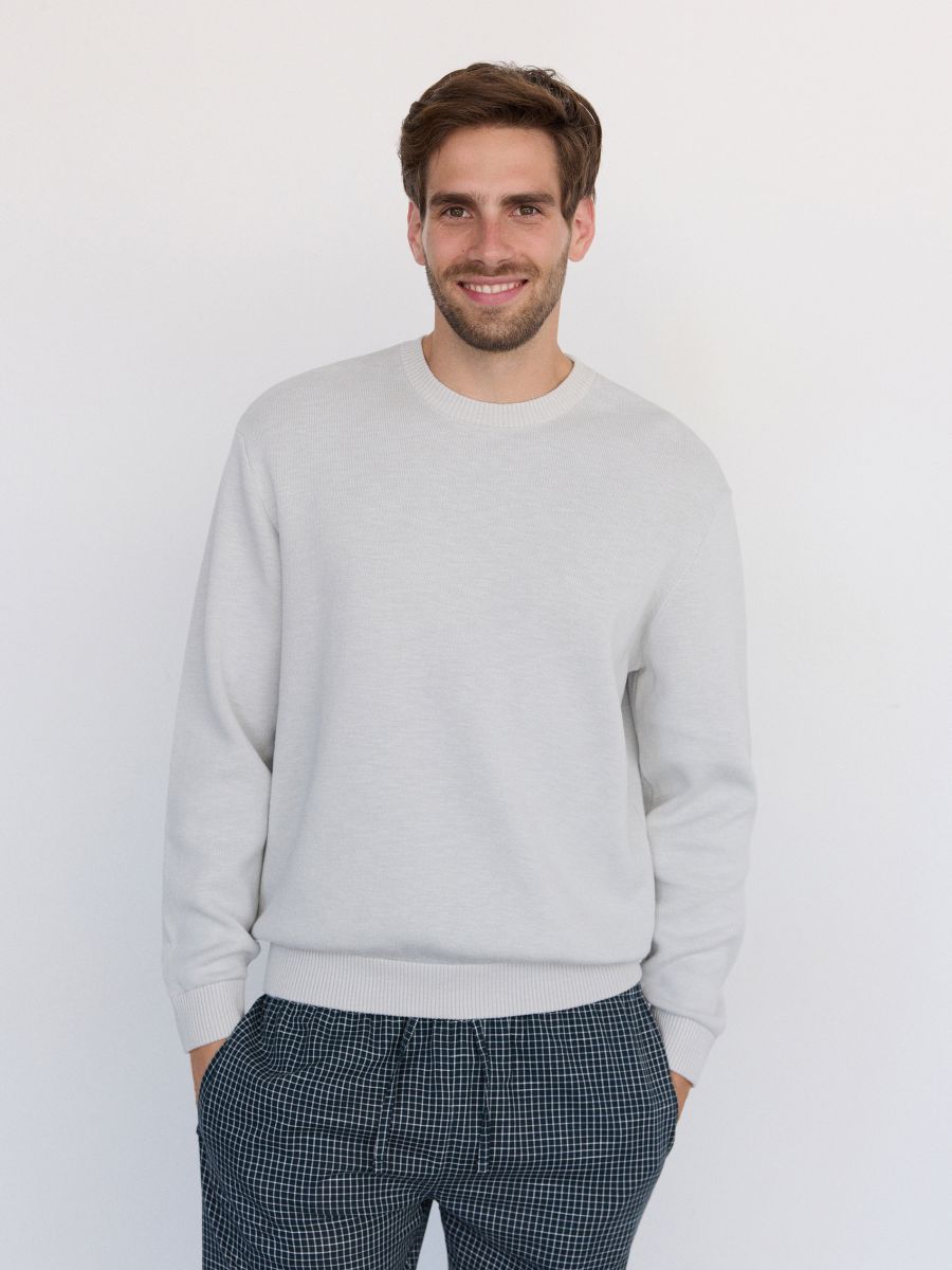 MEN`S SWEATER - light grey - RESERVED