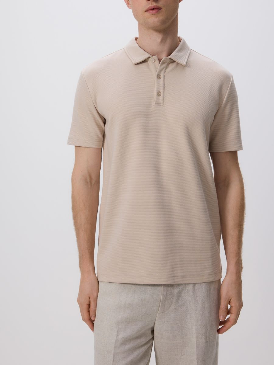 Koszulka polo regular fit - beżowy - RESERVED