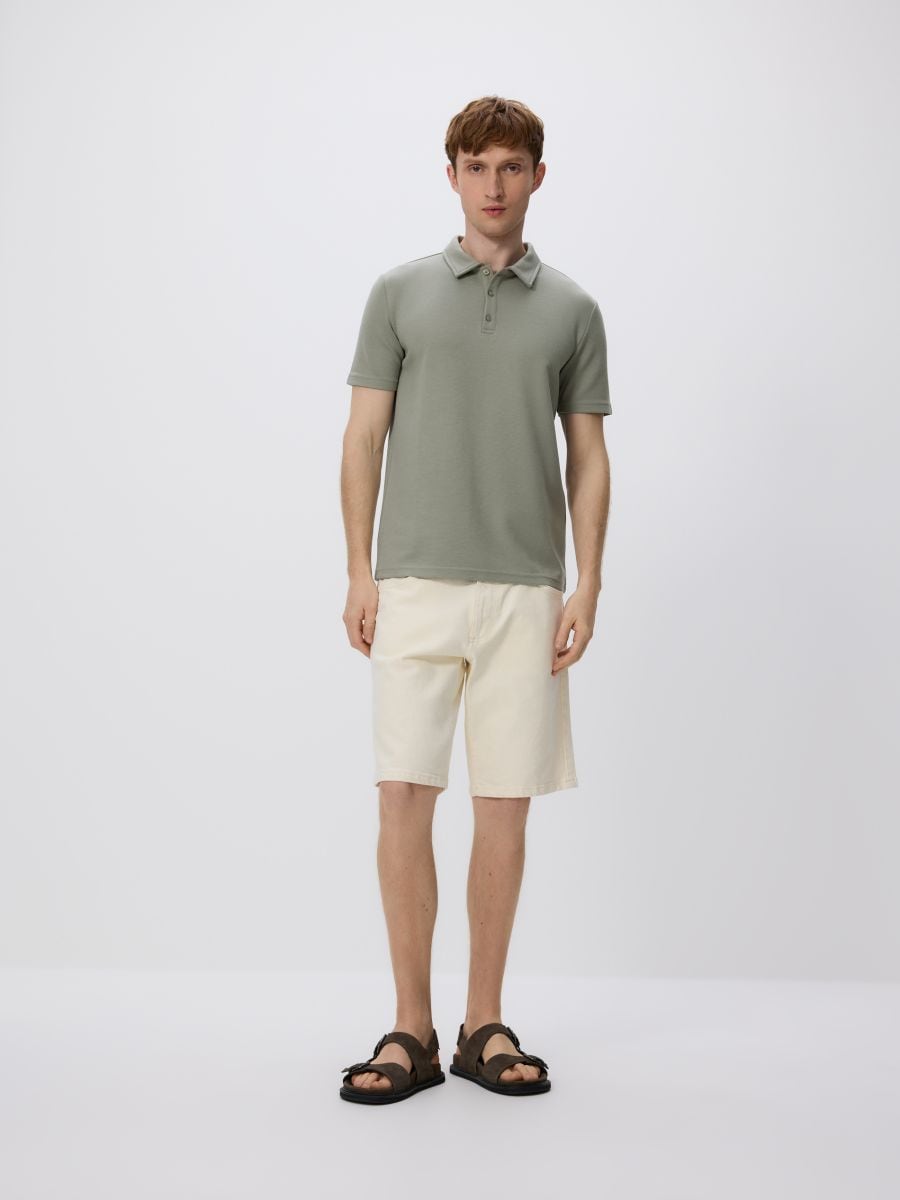 Koszulka polo regular fit - oliwkowy - RESERVED