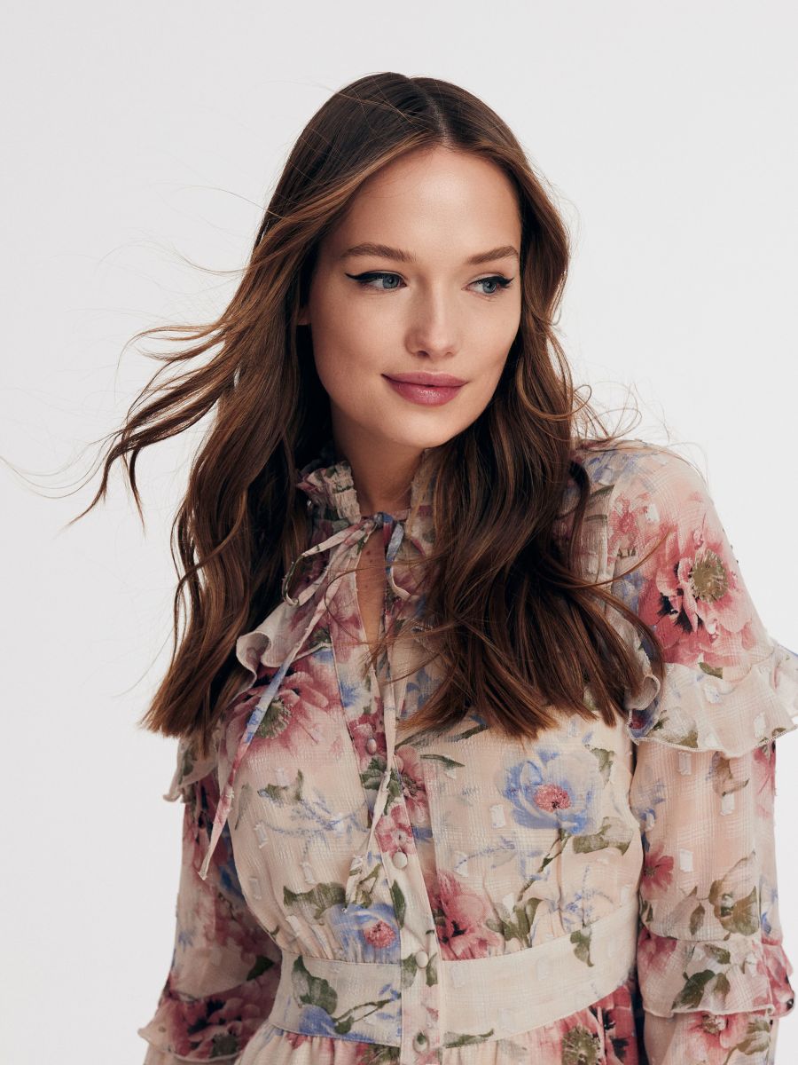 Dress with ruffle details - multicolor - RESERVED - 2