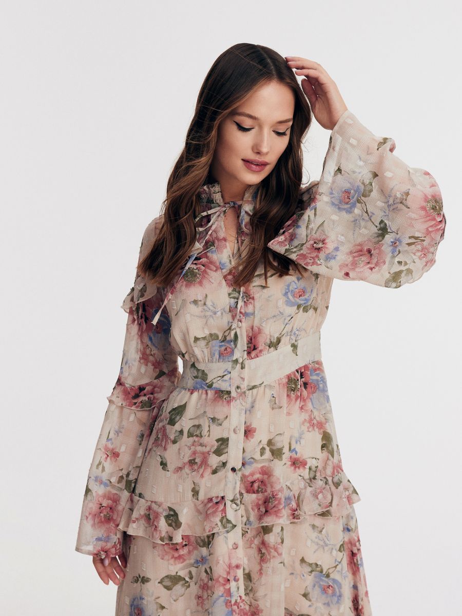 Dress with ruffle details - multicolor - RESERVED - 3
