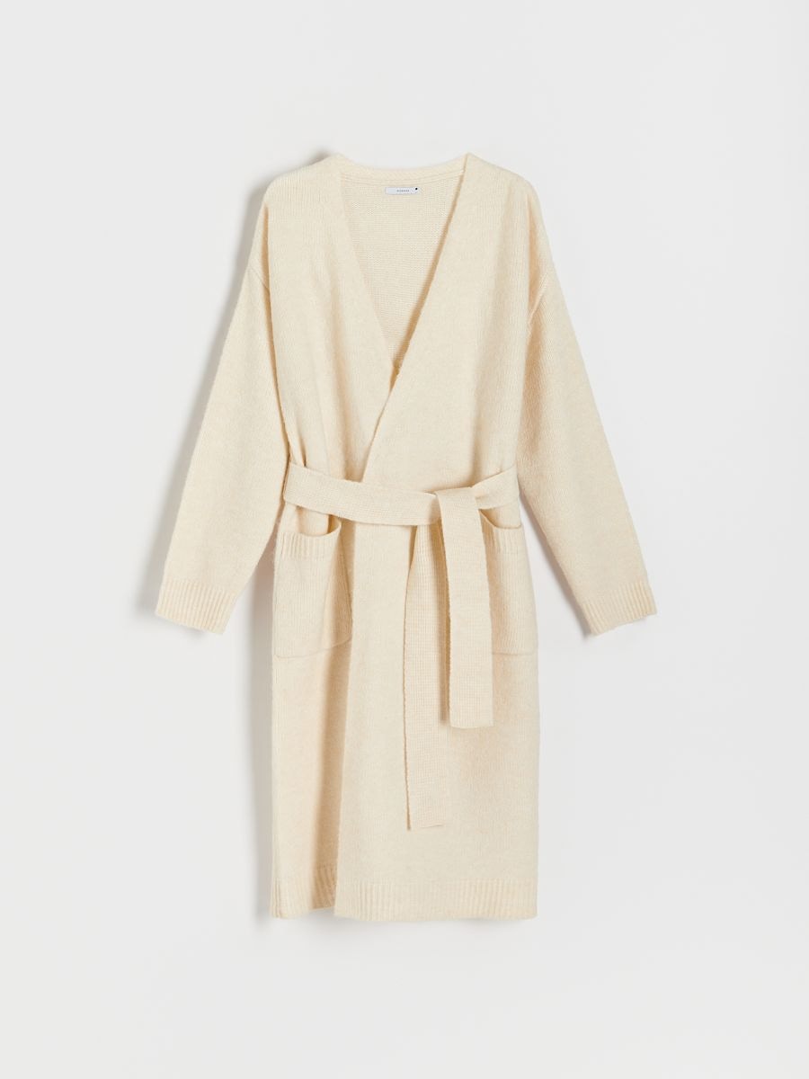 Longline cardigan with wool blend - nude - RESERVED - 4