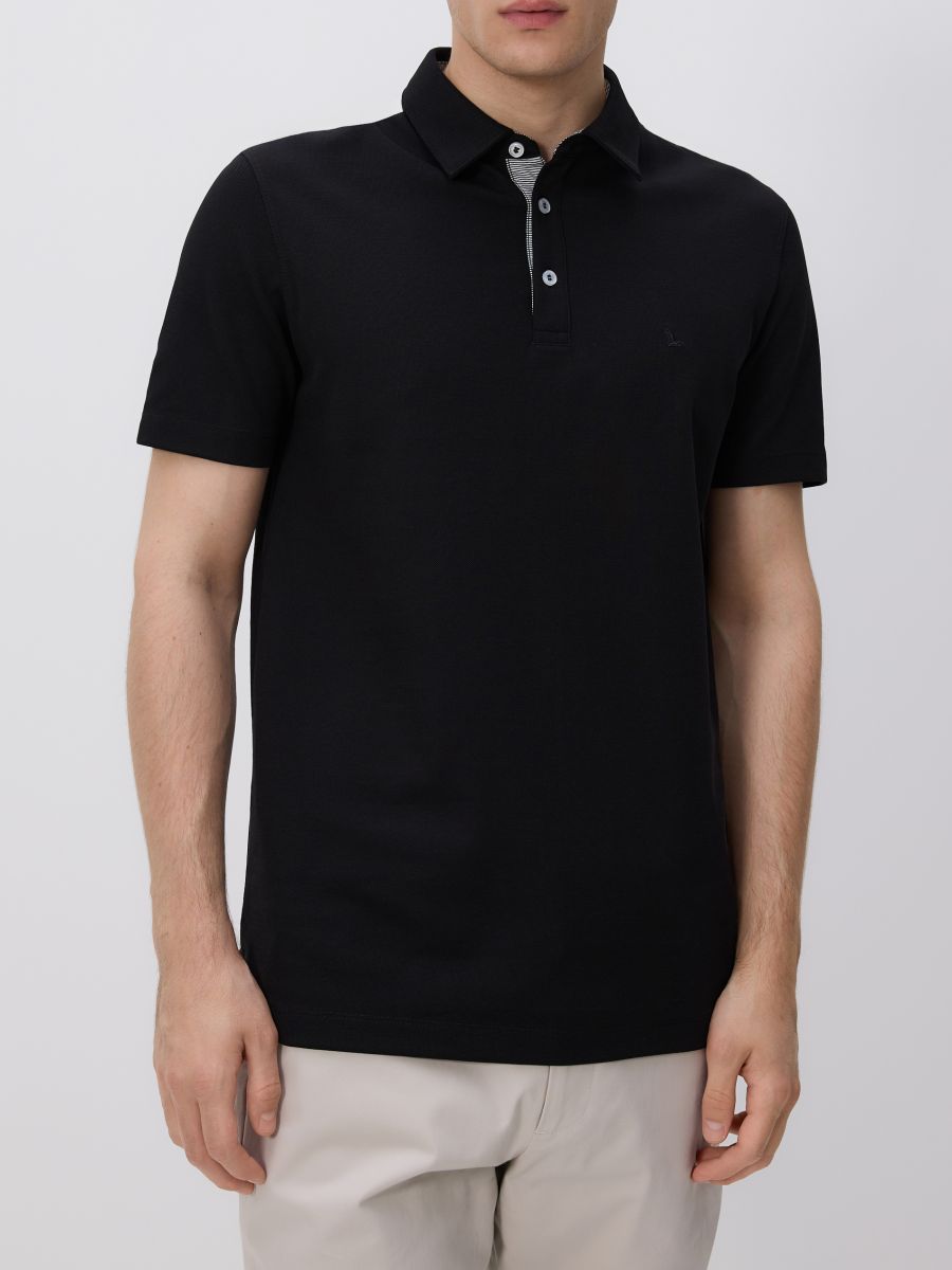 Regular fit polo majica - crno - RESERVED