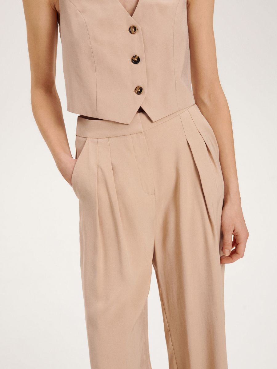 Viscose trousers - beige - RESERVED - 3
