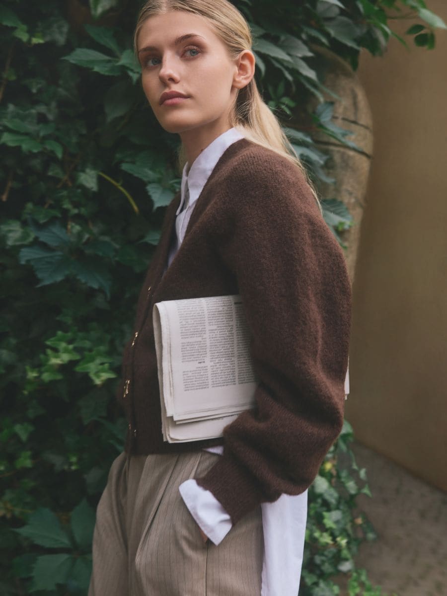 Cardigan with decorative buttons - brown - RESERVED