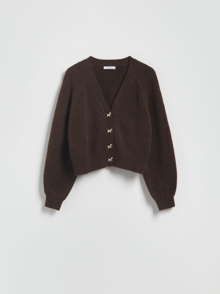 Cardigan with decorative buttons - brown - RESERVED