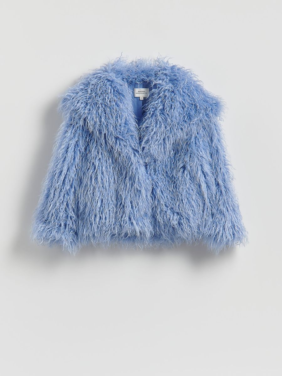 Faux fur coat - light blue - RESERVED
