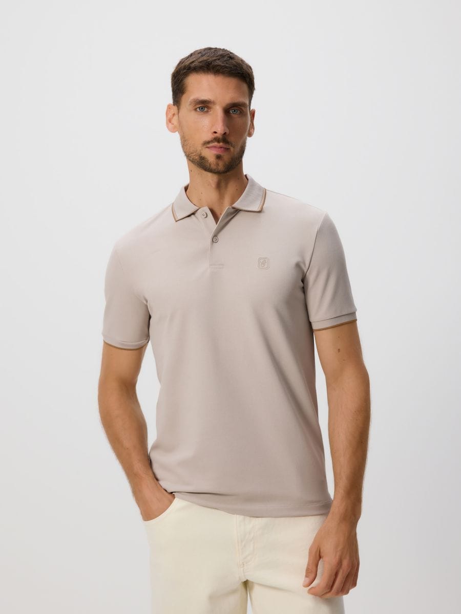 Mercerized cotton polo shirt Color beige - RESERVED - 281EF-08X