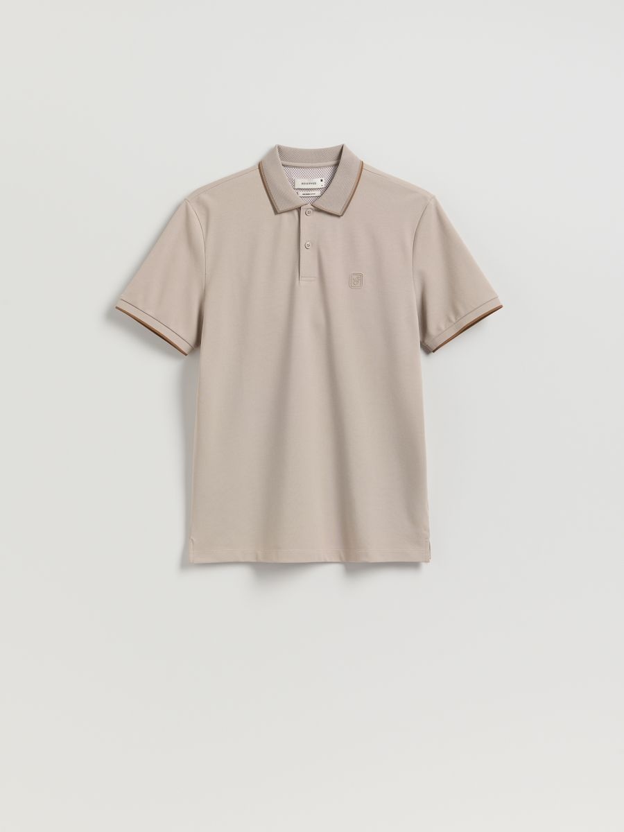 Poloshirt aus merzerisierter Baumwolle - beige - RESERVED