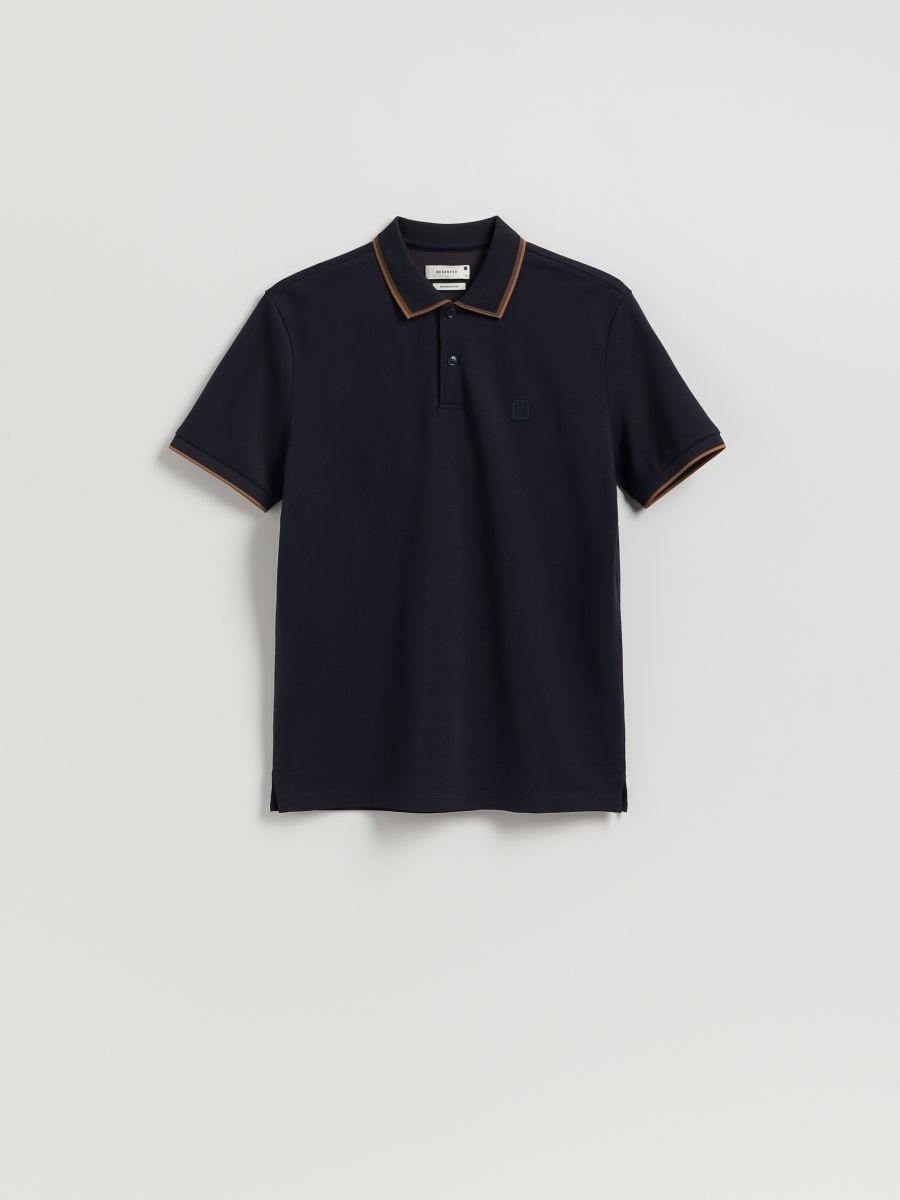 Poloshirt aus merzerisierter Baumwolle - marineblau  - RESERVED