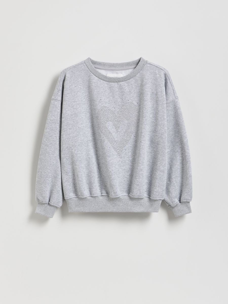 Світшот з аплікацією - світло-сірий - RESERVED