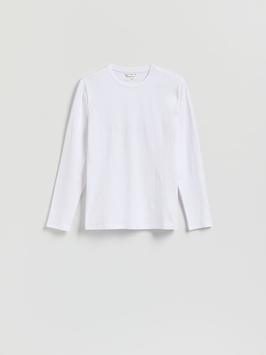 Long sleeve cotton T-shirt - white - RESERVED
