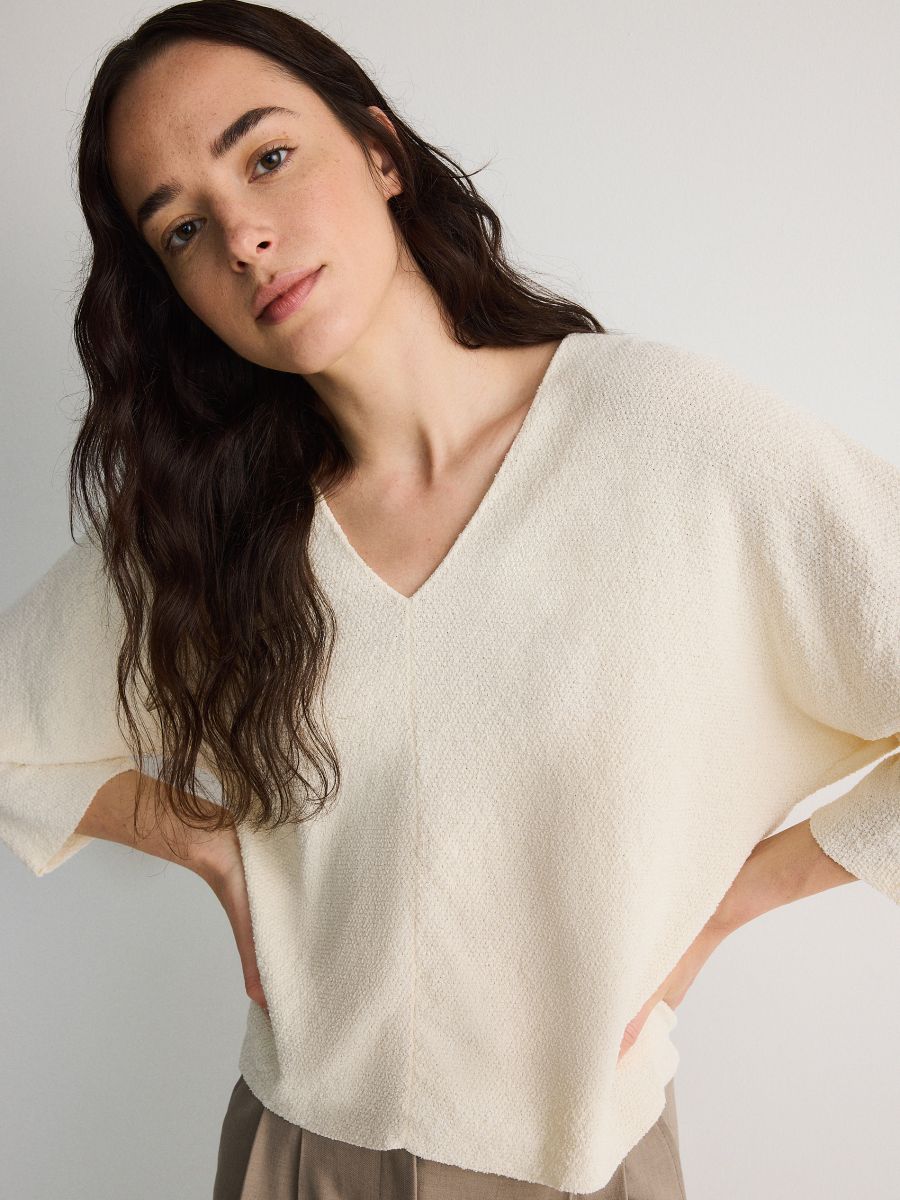 Jumper in textured knit - nude - RESERVED - 2